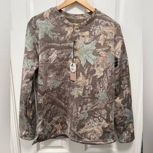 Camouflage Long Sleeve Henley Shirt - Full Fleece lined size Small NWT